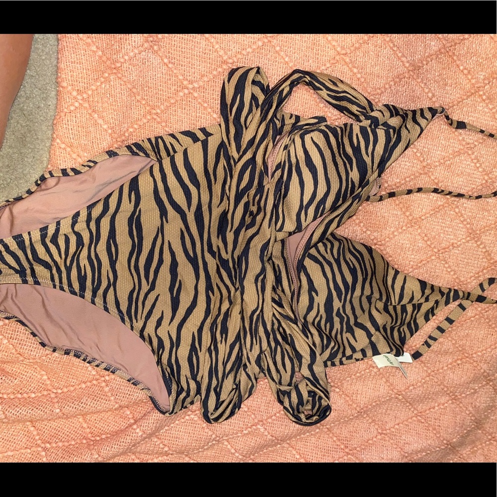 Aerie tiger print one piece swim new with tags size L long